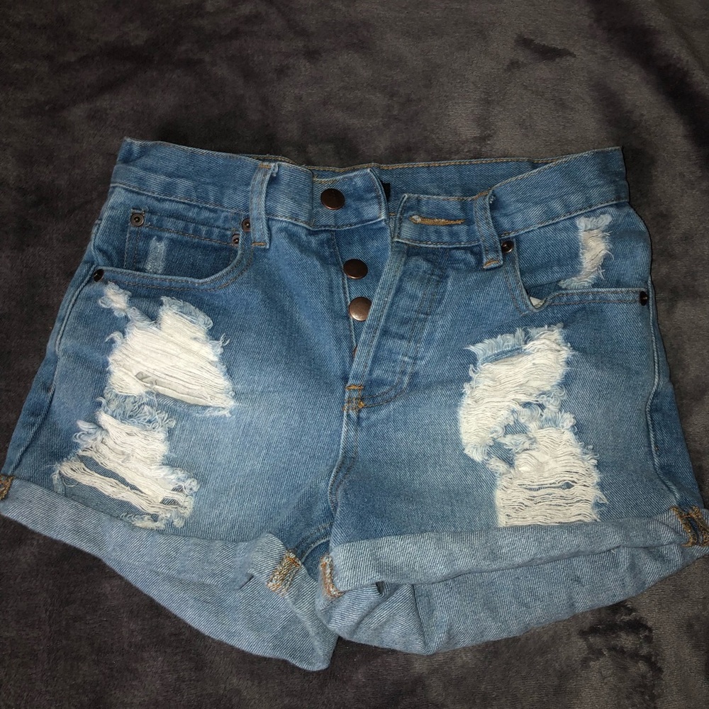 Adorable denim ripped  shorts !